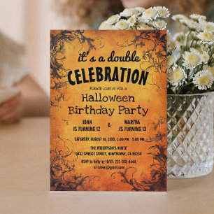 Halloween Double Birthday Party  Invitation