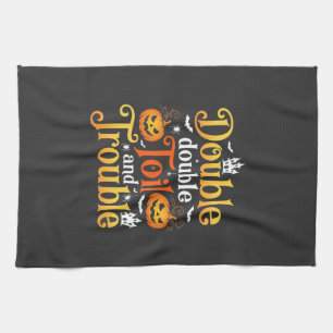 Halloween Double Double Toil and Trouble Witch Tea Towel