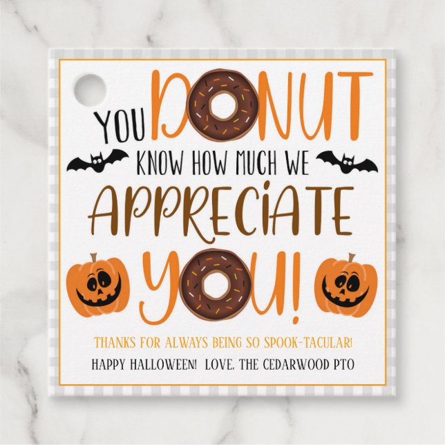 Halloween Doughnut Gift Tag (Front)