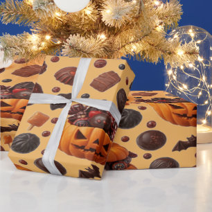 Halloween Dracula Candy And Dark Chocolate Wrapping Paper