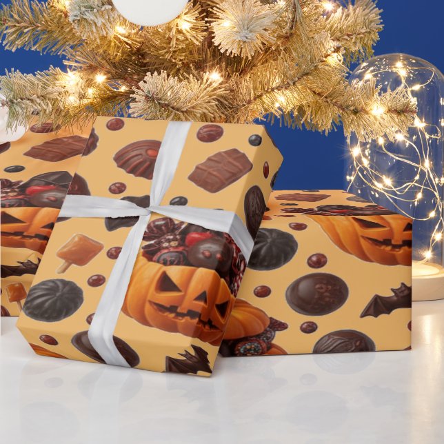 Halloween Dracula Candy And Dark Chocolate Wrapping Paper (Holidays)