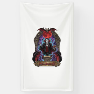 Halloween Dracula Red Moon Bats Skull_1 Banner