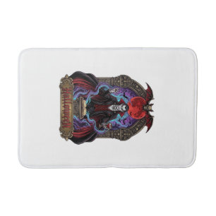 Halloween Dracula Red Moon Bats Skull_1 Bath Mat