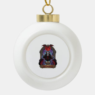 Halloween Dracula Red Moon Bats Skull_1 Ceramic Ball Christmas Ornament