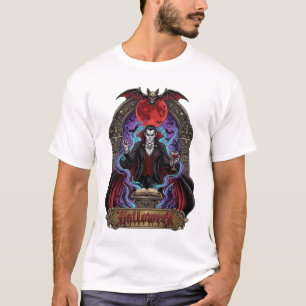 Halloween Dracula Red Moon Bats Skull_1 T-Shirt