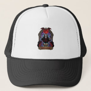 Halloween Dracula Red Moon Bats Skull_1 Trucker Hat