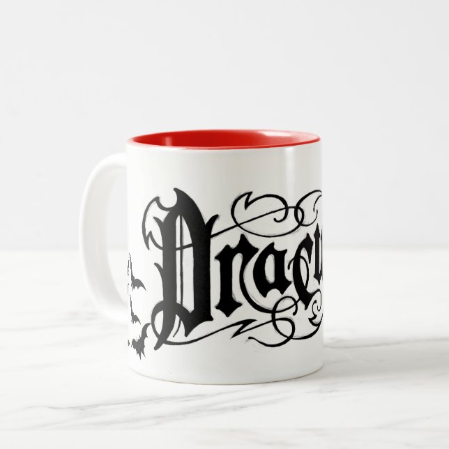 Halloween Dracula Two-Tone Coffee Mug (Front Left)