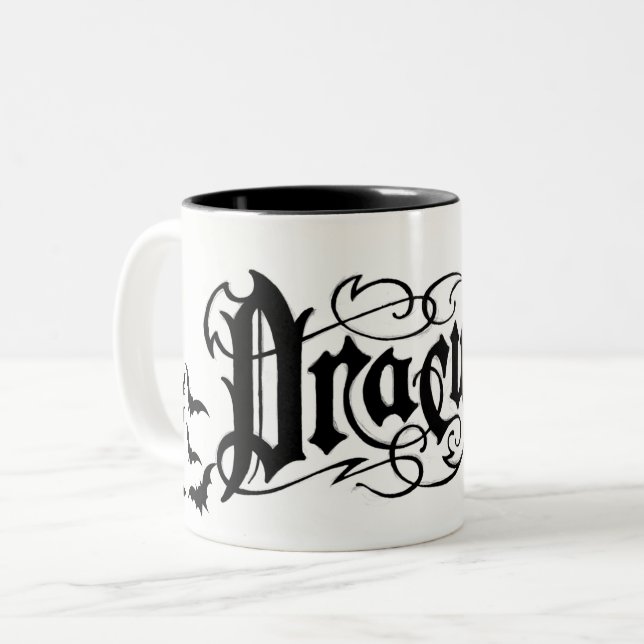 Halloween Dracula Two-Tone Coffee Mug (Front Left)