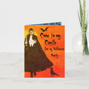 Halloween Dracula's Castle Cloak Candlestick Glow Invitation
