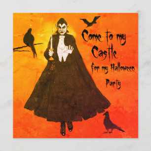 Halloween Dracula's Castle Cloak Candlestick Glow Invitation