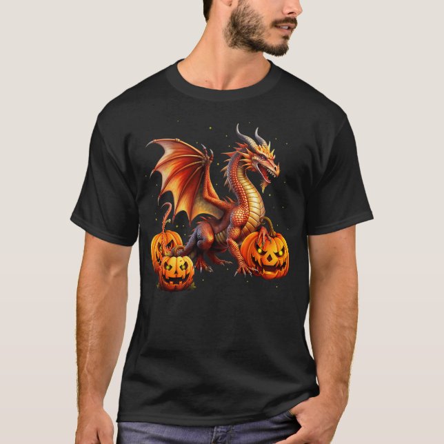 Halloween Dragon Jack O Lantern Autumn Kids Boys G T-Shirt (Front)