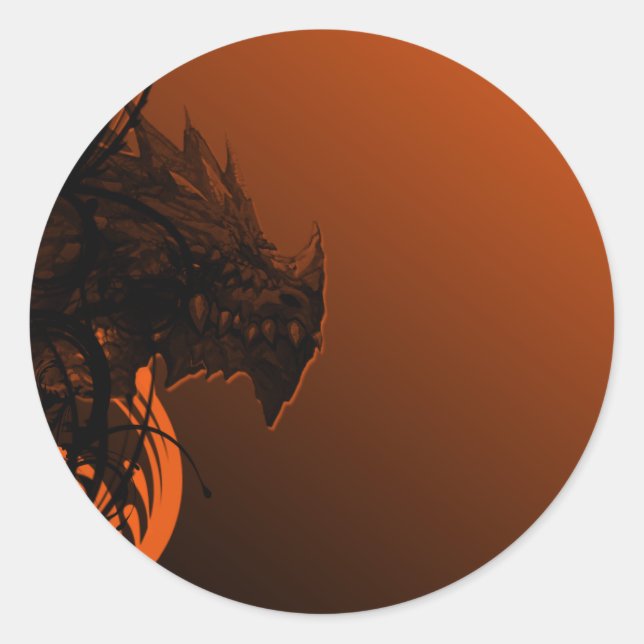 Halloween Dragon on Orange Classic Round Sticker (Front)