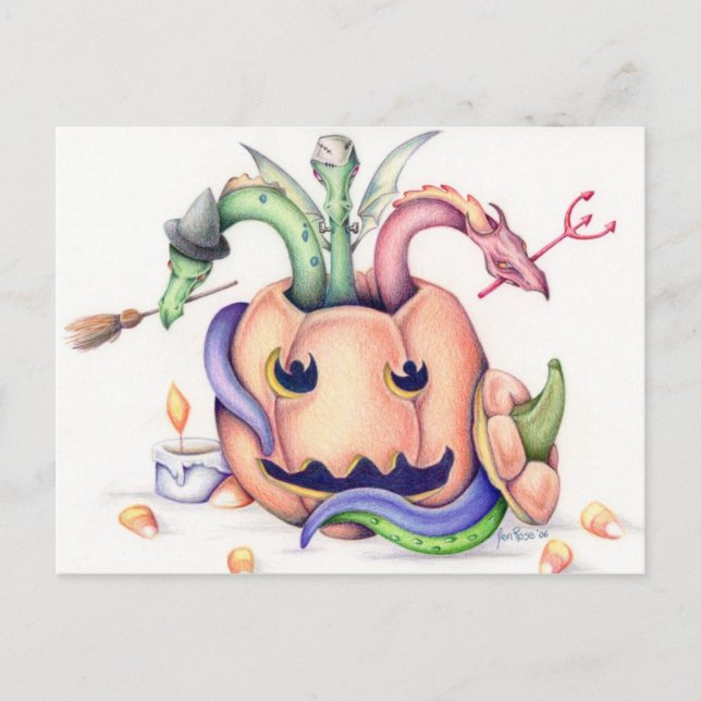 Halloween Dragons Post Card (Front)