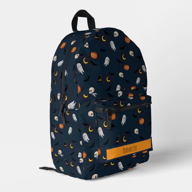 Halloween Drawing I Custom Name  Printed Backpack (Back Corner Left)