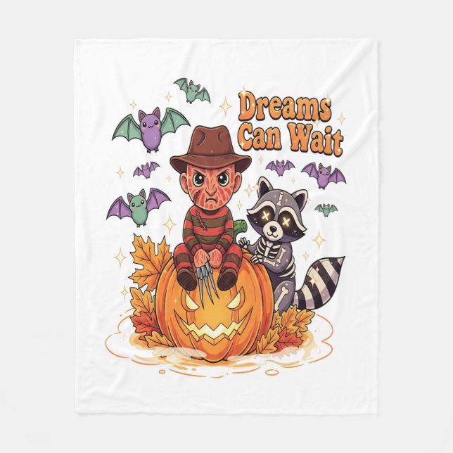 halloween Dreams Can Wait Horror Monster Fleece Blanket (Front)