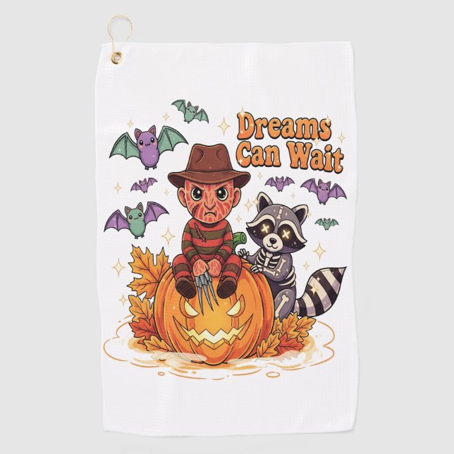 halloween Dreams Can Wait Horror Monster Golf Towel (Front)