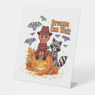 halloween Dreams Can Wait Horror Monster Pedestal Sign