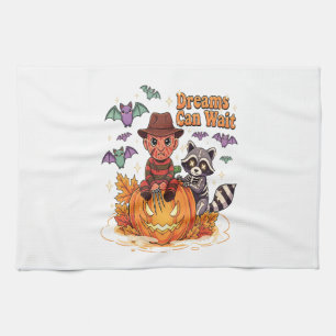 halloween Dreams Can Wait Horror Monster Tea Towel