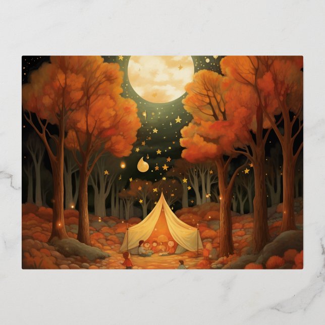 Halloween Dreamscape: An Evening of Whimsical Frie Foil Holiday Postcard (Front)