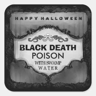 Halloween Drink Label - Grey & Black Large Square