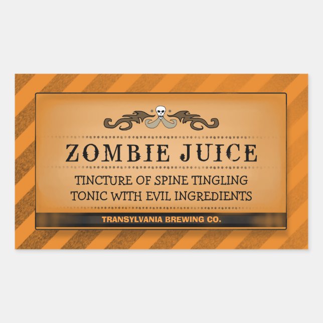 Halloween Drink or Treat Label Orange Stripe Large (Front)