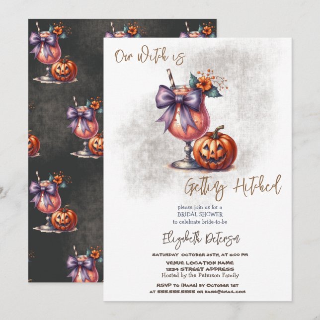Halloween Drink Pumpkin Bridal Shower Invitation (Front/Back)