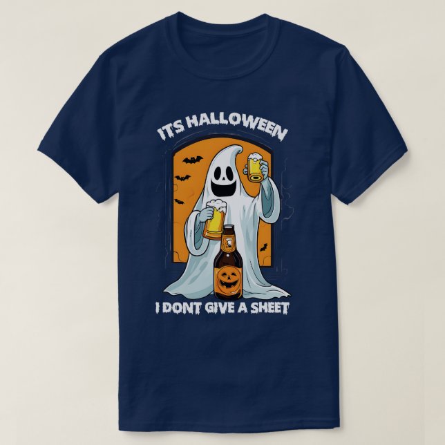 Halloween Drinking Ghost T-Shirt (Design Front)