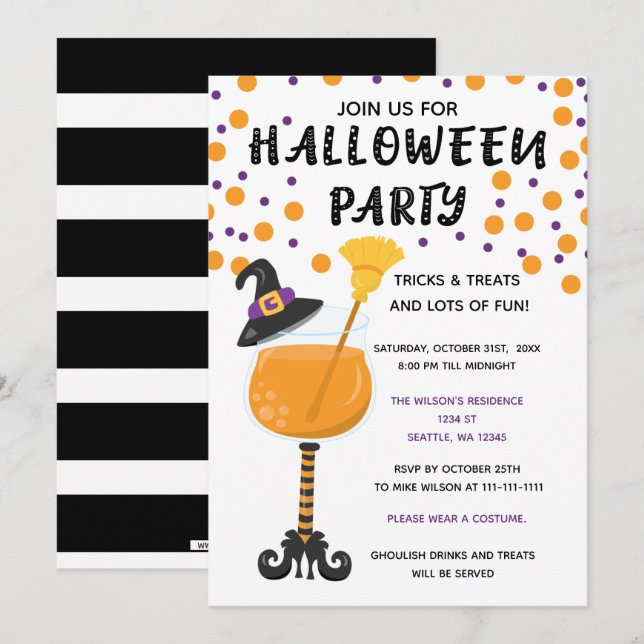 Halloween Drinks Candies and Treats Halloween Invitation (Front/Back)