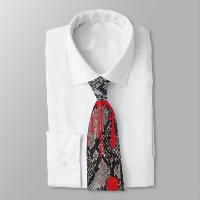 Halloween Dripping Blood Python Snake Skin Bloody Tie (Tied)