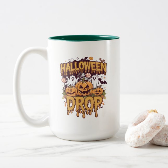 Halloween Drop Two-Tone Coffee Mug (With Donut)
