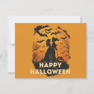 Halloween duo in moonlight RSVP card