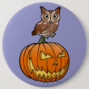 Halloween Eastern Screech Owl 6 Cm Round Badge