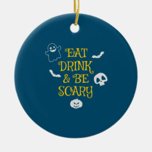 Halloween Eat Drink and Be Scary Birthday Ceramic Tree Decoration