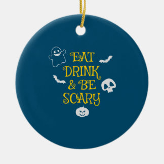 Halloween Eat Drink and Be Scary Birthday Ceramic Tree Decoration