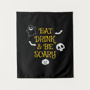 Halloween Eat Drink and Be Scary Birthday Tapestry