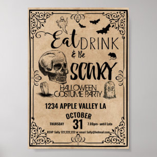 halloween eat drink and be spooky costume party poster