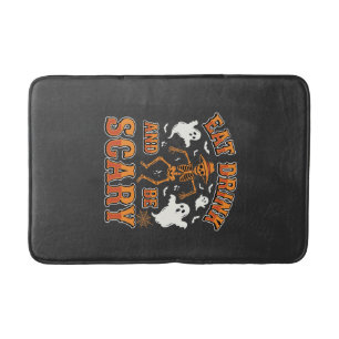 Halloween Eat Drink Be Scary Ghost Design_1 Bath Mat