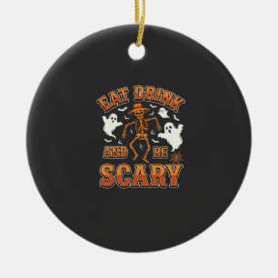 Halloween Eat Drink Be Scary Ghost Design_1 Ceramic Tree Decoration