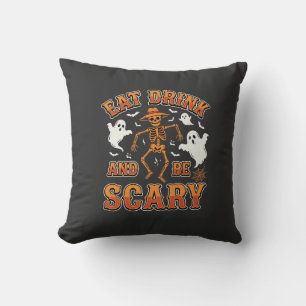 Halloween Eat Drink Be Scary Ghost Design_1 Cushion