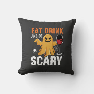 Halloween Eat Drink Be Scary Ghost Design_1 Cushion