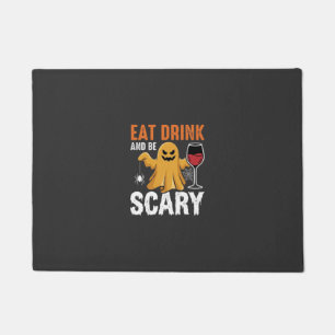 Halloween Eat Drink Be Scary Ghost Design_1 Doormat