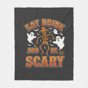 Halloween Eat Drink Be Scary Ghost Design_1 Fleece Blanket
