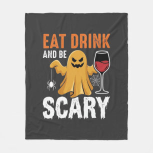 Halloween Eat Drink Be Scary Ghost Design_1 Fleece Blanket