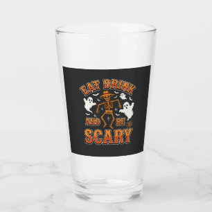 Halloween Eat Drink Be Scary Ghost Design_1 Glass