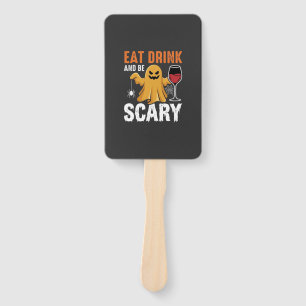 Halloween Eat Drink Be Scary Ghost Design_1 Hand Fan