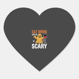 Halloween Eat Drink Be Scary Ghost Design_1 Heart Sticker