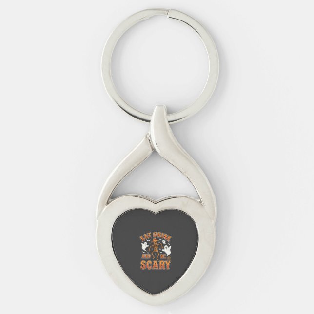 Halloween Eat Drink Be Scary Ghost Design_1 Key Ring (Front)