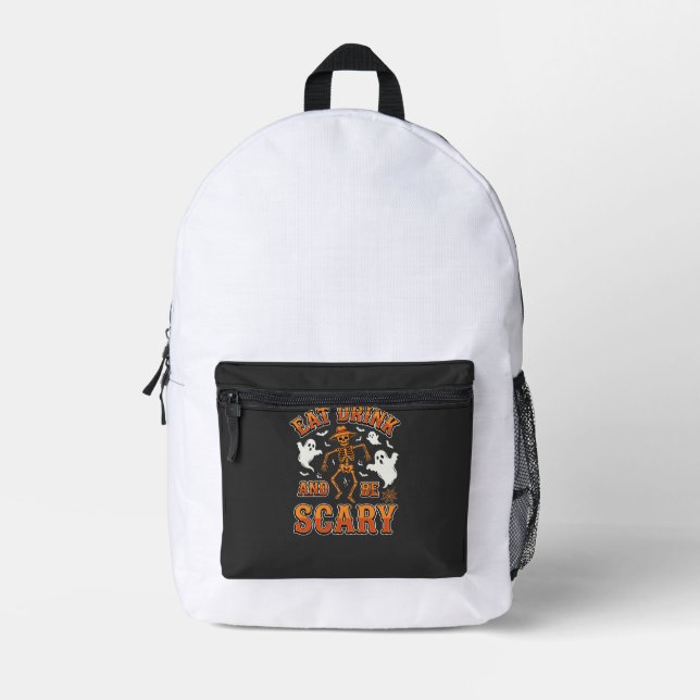 Halloween Eat Drink Be Scary Ghost Design_1 Printed Backpack (Front)