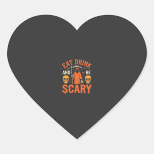 Halloween Eat Drink Be Scary Reaper Design_1 Heart Sticker