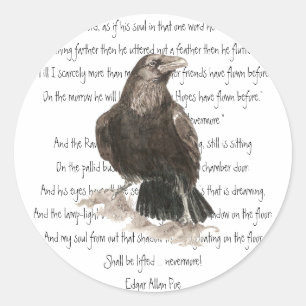 Halloween, Edgar Allen Poe, Raven, Nevermore Classic Round Sticker